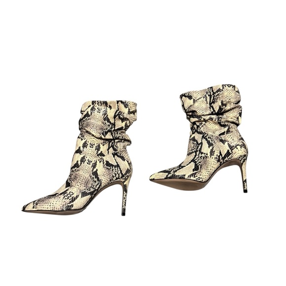 Schutz Ashlee Stiletto Boot Sneak Print Slouch Boot Point Toe Leather Size 8 NWT - Picture 2 of 6